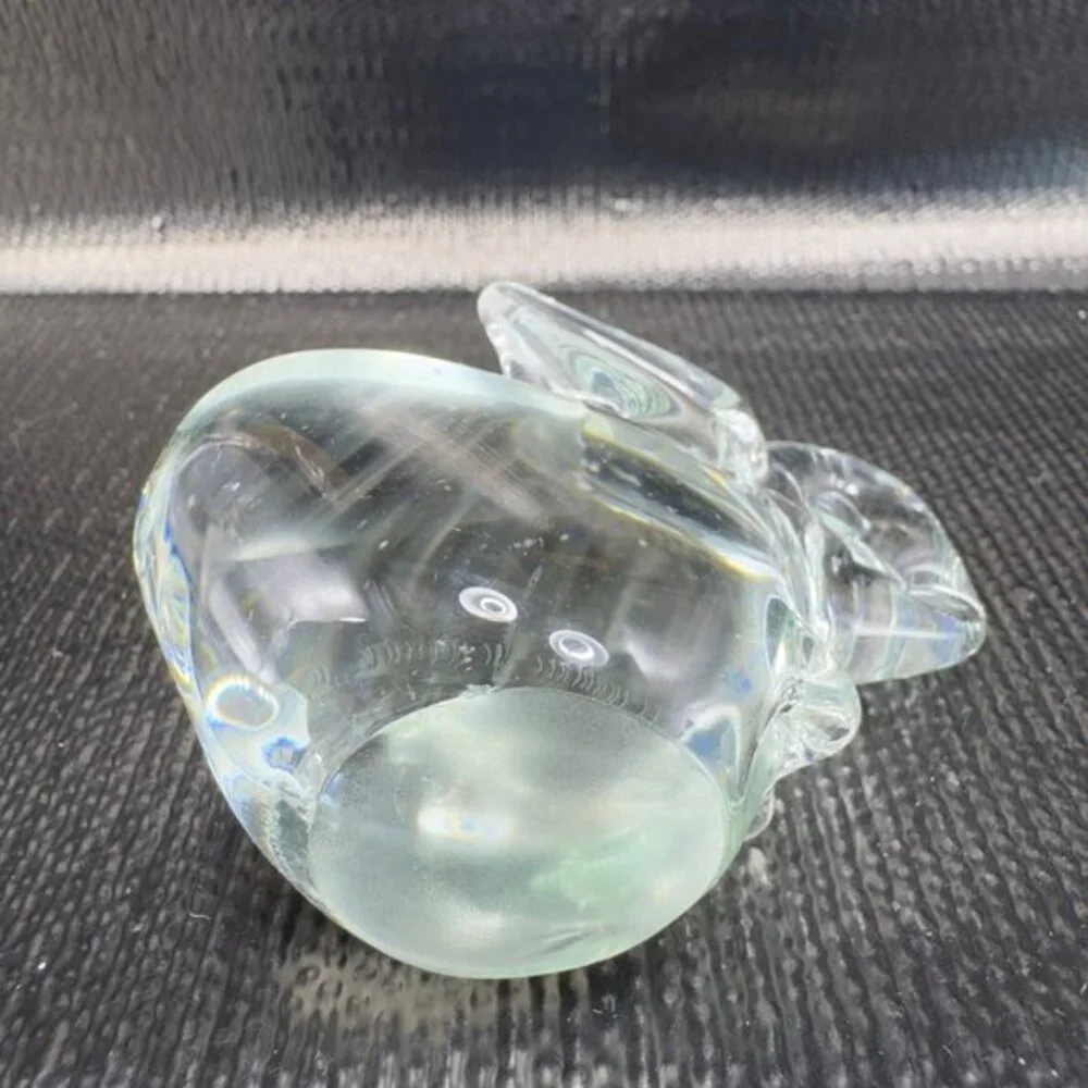 1980s Clear‎ Bunny Rabbit Small Glass Figurine Decorative Vintage Figure Decor